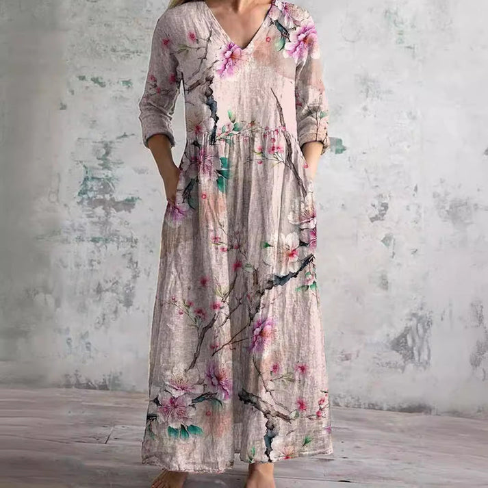 Zelvara | Women's Print Maxi Dress - Image 1