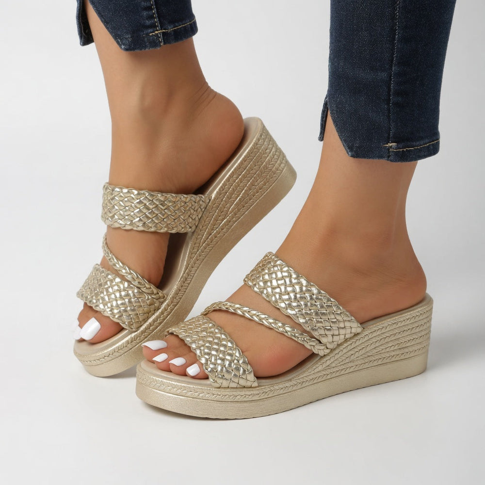 Zelvara | Women's Strappy Sandals Braided Wedge Slides - Image 2