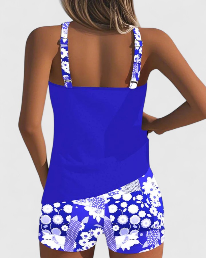 Zelvara | Women's Tankini Set Two-Piece Swimsuit - Royal Blue - Image 2