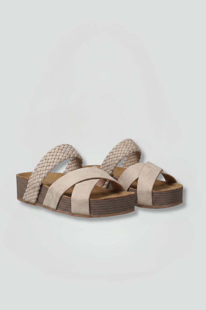 Zelvourne | Women's Platform Sandals Braided Strap - Beige - Image 2