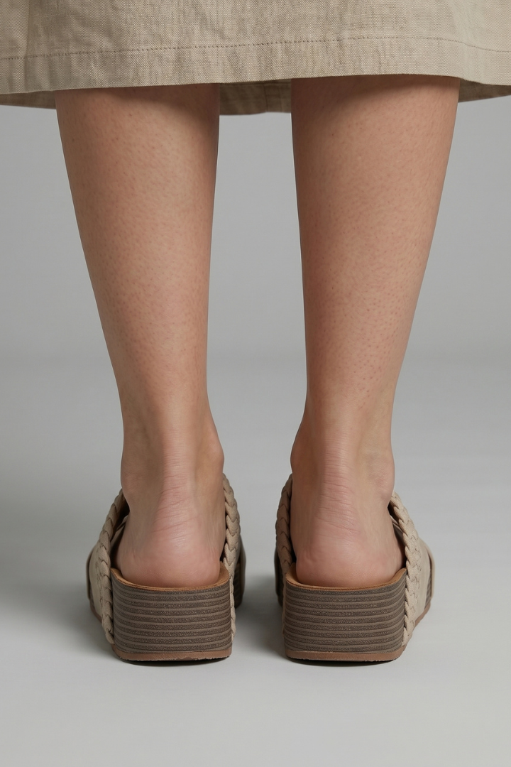 Zelvourne | Women's Platform Sandals Braided Strap - Beige - Image 6