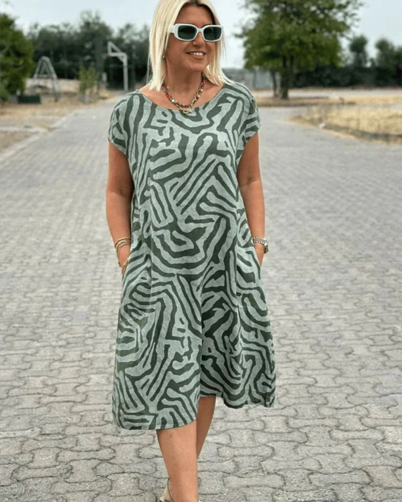 Zibelle | Women's Casual Summer Dress Zebra Print - Image 1