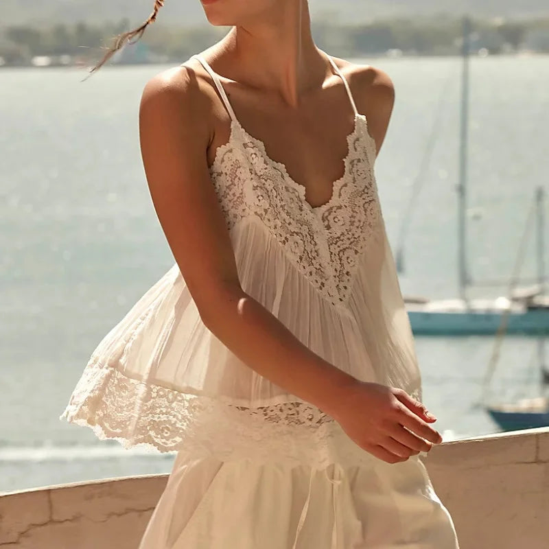 Zivelle | Women's Lace Cami Tank Top - White - Image 5