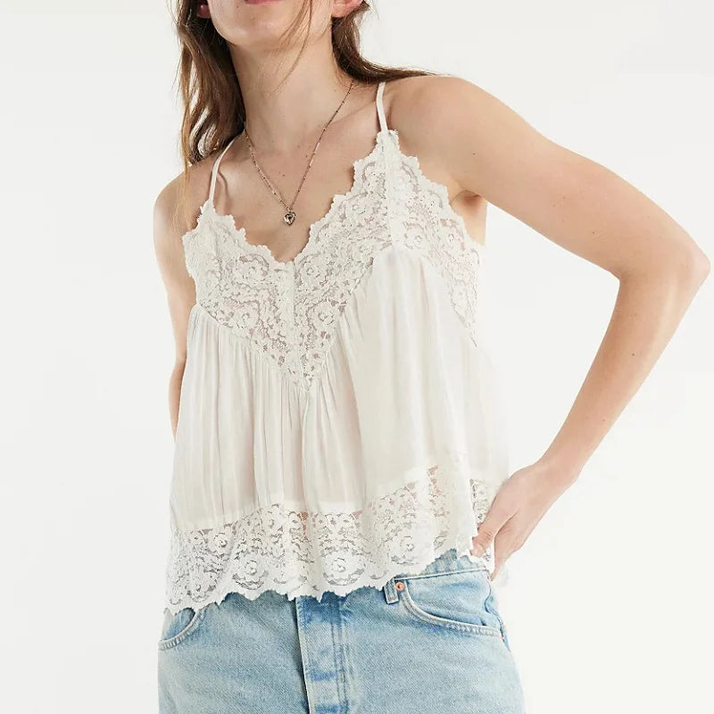 Zivelle | Women's Lace Cami Tank Top - White - Image 7