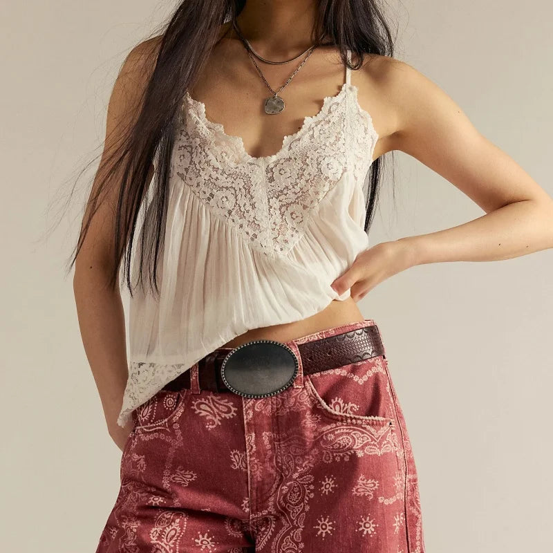 Zivelle | Women's Lace Cami Tank Top - White - Image 9
