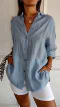 Zivelle | Women's Oversized Linen Top Button Shirt - Image 1