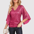 Zivenne | Women's Christmas Party Sequin Blouse - Gold - Image 5