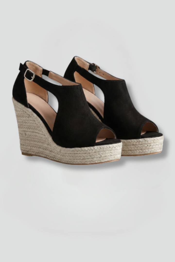 Zivorne | Women's Espadrille Wedge Sandals - Black - Image 2