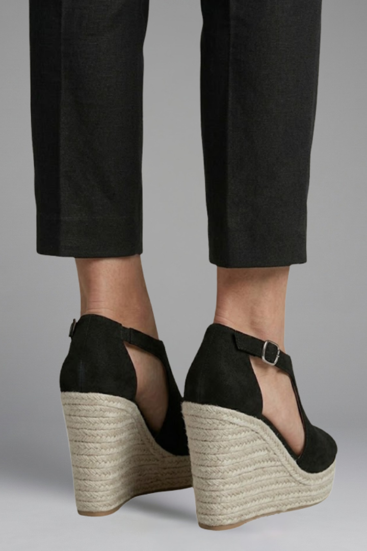 Zivorne | Women's Espadrille Wedge Sandals - Black - Image 4