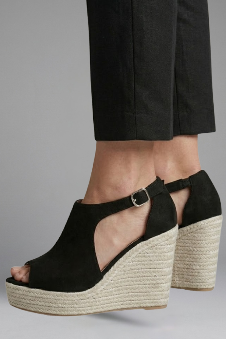 Zivorne | Women's Espadrille Wedge Sandals - Black - Image 5
