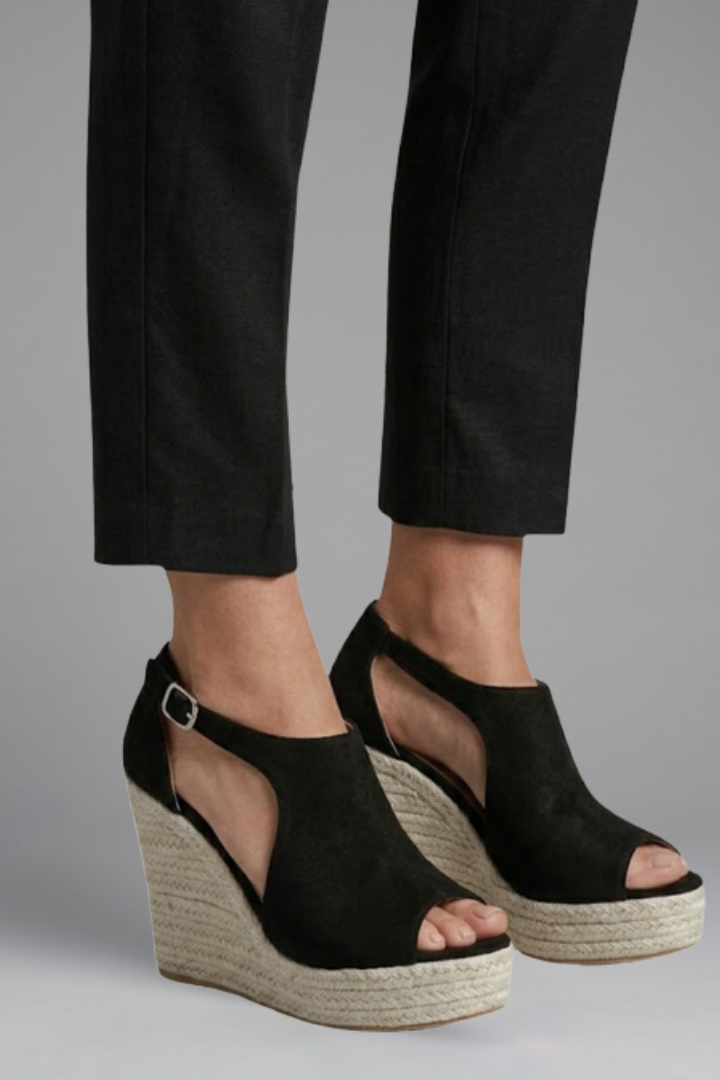 Zivorne | Women's Espadrille Wedge Sandals - Black - Image 6