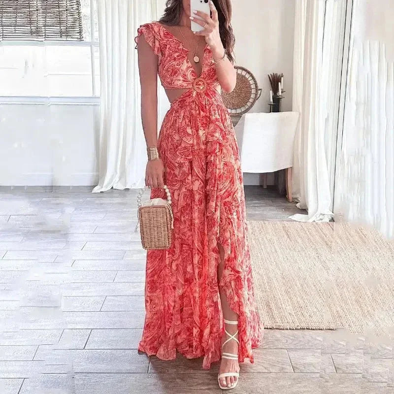 Zivorne | Women's Maxi Dress with Cutout - Image 1