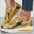 Zivorne | Women's Platform Wedge Trainers Metallic - Image 1