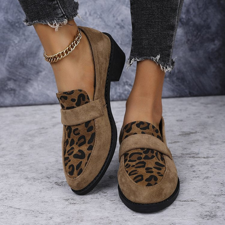 Zivorne | Women's Print Loafer Block Heel - Leopard - Image 1