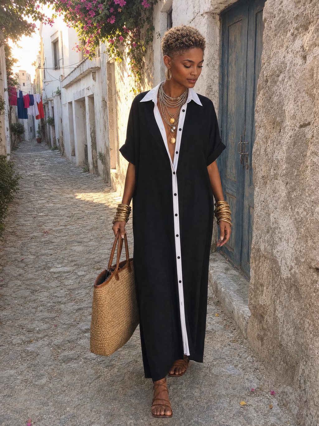 Zolvaine | Women's Casual Summer Maxi Shirt Dress - Image 4
