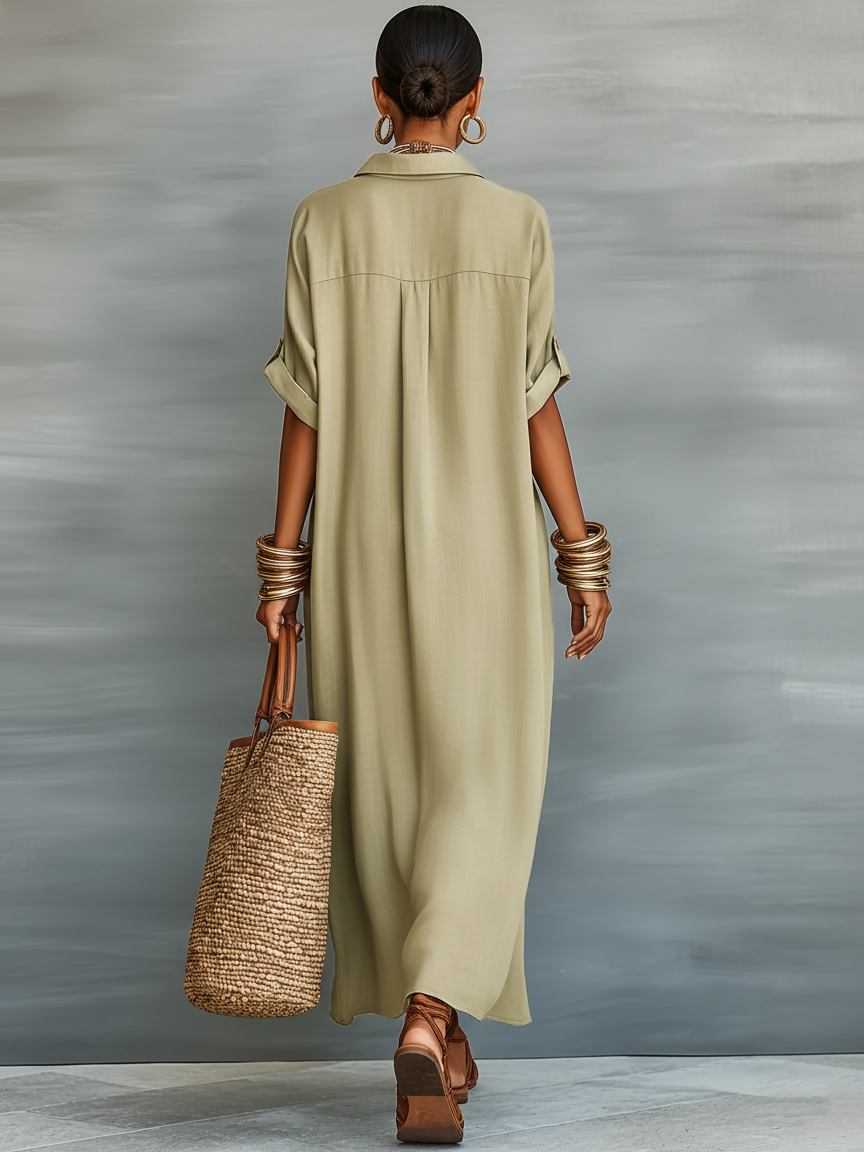 Zolvaine | Women's Casual Summer Maxi Shirt Dress - Image 5