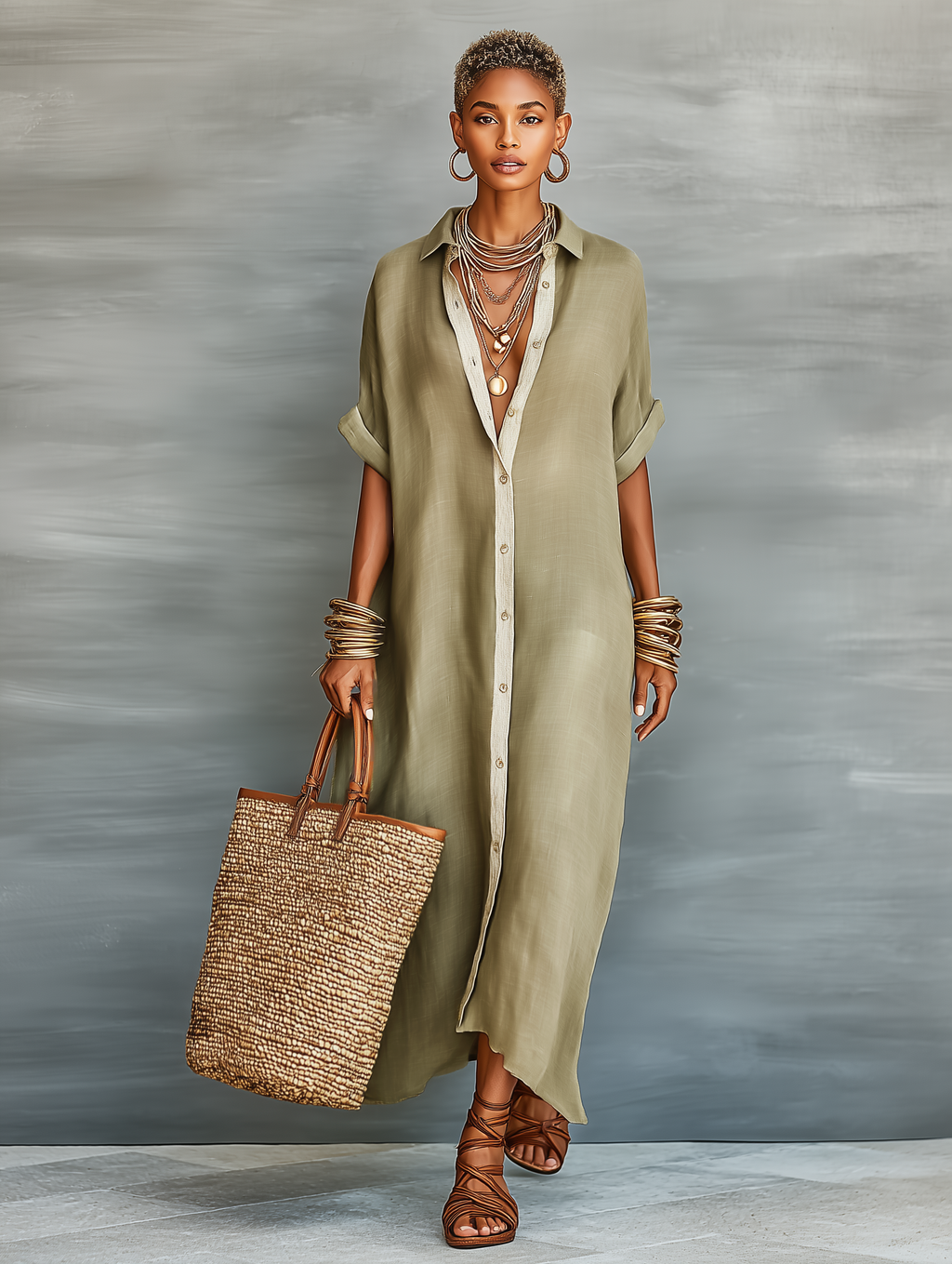 Zolvaine | Women's Casual Summer Maxi Shirt Dress - Image 8