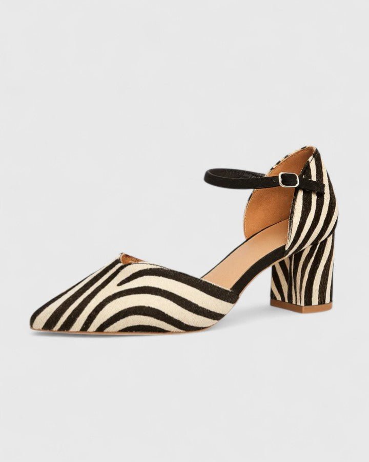 Zolvane | Women's Zebra Print Block Heel Pumps - Striped - Image 2