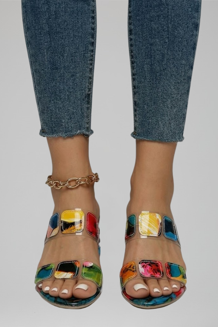 Zolvara | Women's Block Heel Sandals Clear Strap - Image 1