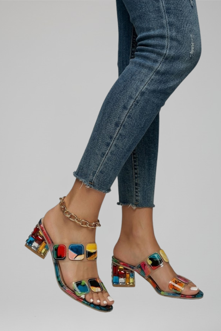 Zolvara | Women's Block Heel Sandals Clear Strap - Image 4