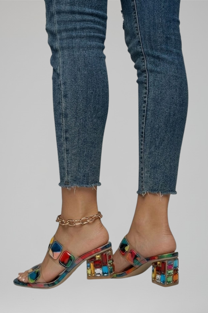 Zolvara | Women's Block Heel Sandals Clear Strap - Image 5