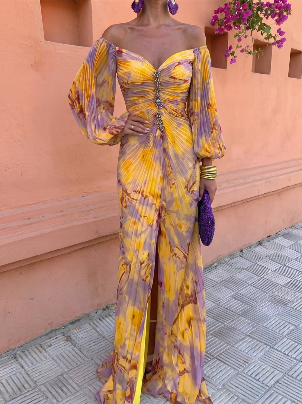 Zolvara | Women's Floral Maxi Dress Off-Shoulder - Image 2