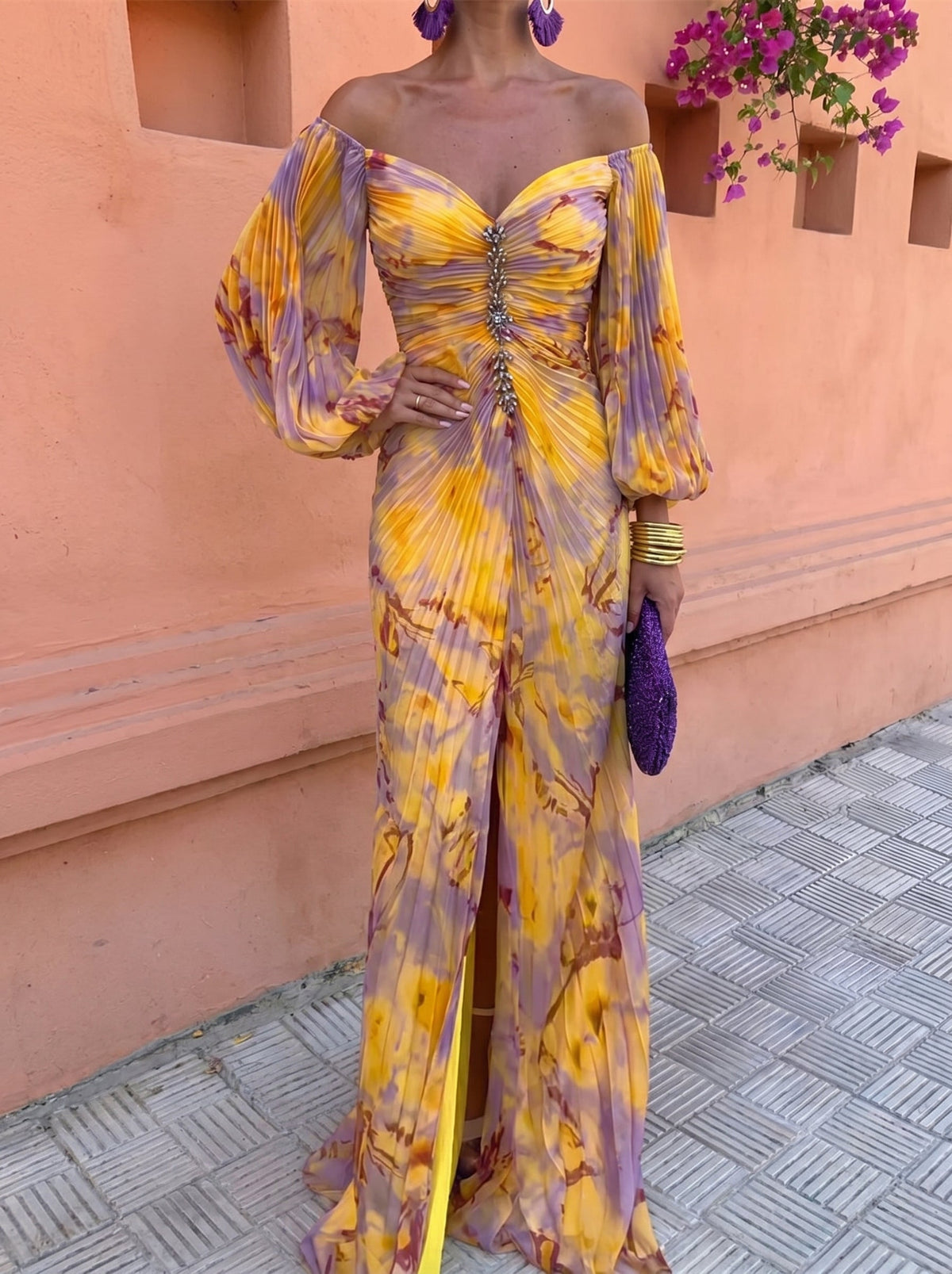 Zolvara | Women's Floral Maxi Dress Off-Shoulder - Image 2