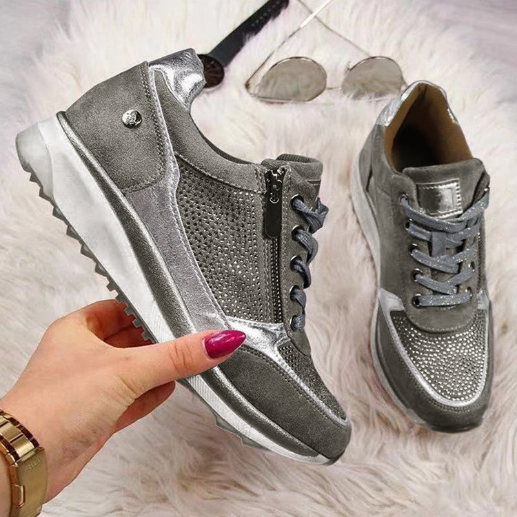 Zolvara | Women's Orthopedic Zip-Up Sneakers - Grey - Image 1