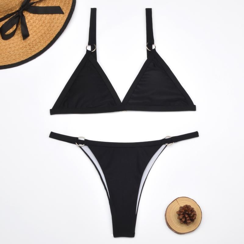 Zolvara | Women's Triangle Bikini Set - Black - Image 4