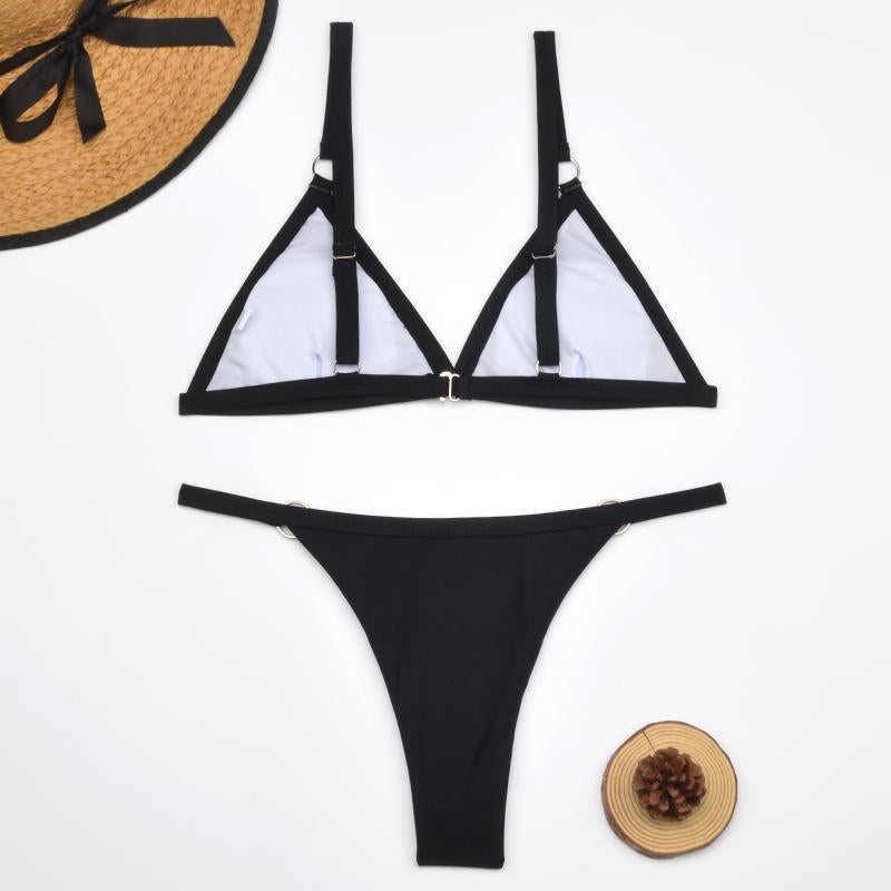 Zolvara | Women's Triangle Bikini Set - Black - Image 5