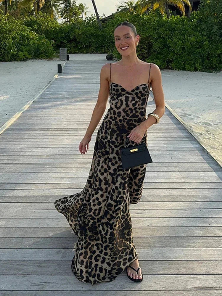 Zolvenne | Women's Leopard Print Maxi Evening Gown Dress - Leopard - Image 1