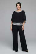 Zolvenne | Women's Two Piece Set Wide Leg Trousers - Black - Image 1