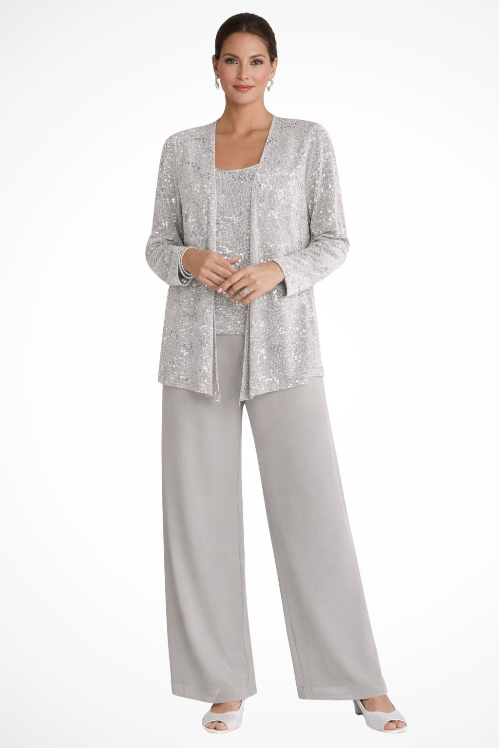 Zolvindra | Women's Christmas Party Outfit Three-Piece Set - Silver - Image 1