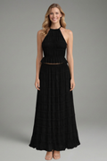 Zolvira | Women's Two Piece Set Halter Maxi Skirt - Black - Image 1